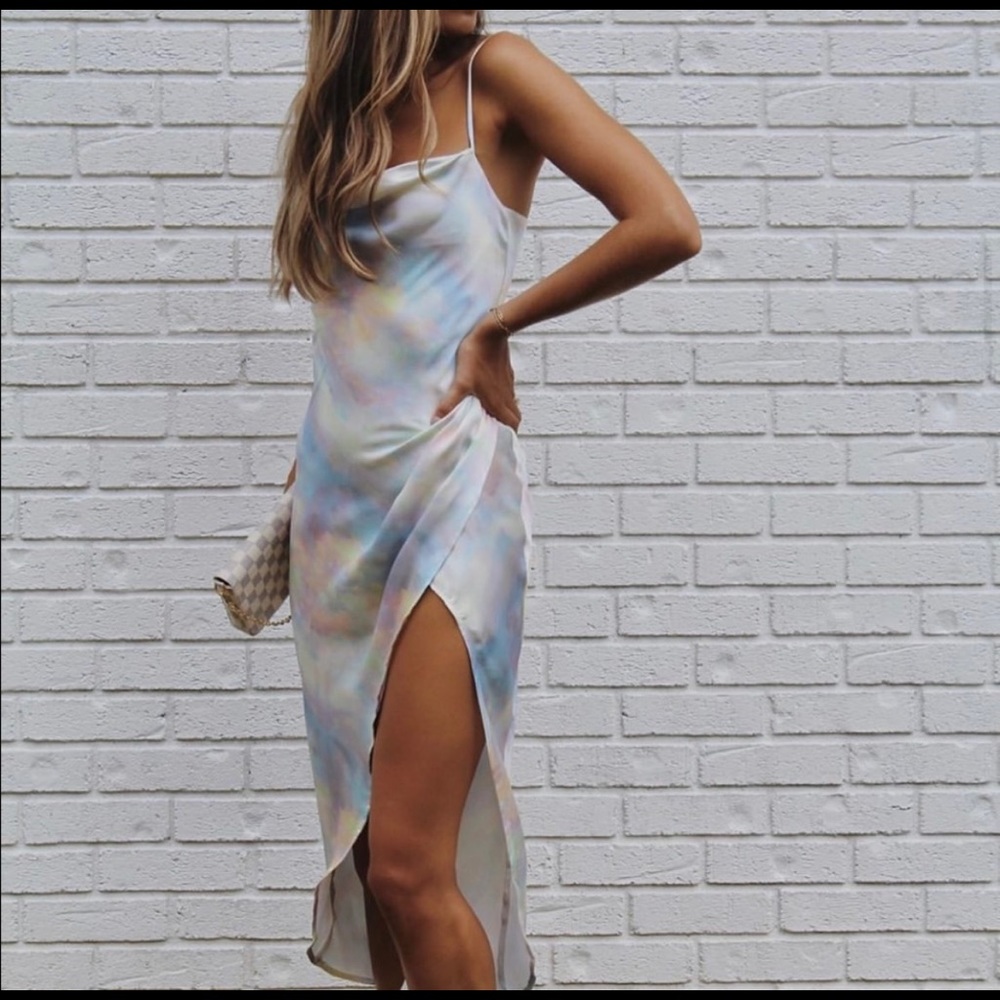 Tie Dye Satin Dress
